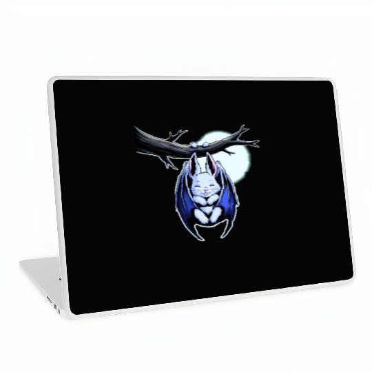 Spooky Cute Kawaii Vampire Bat Bunny and Moon  Laptop Skins