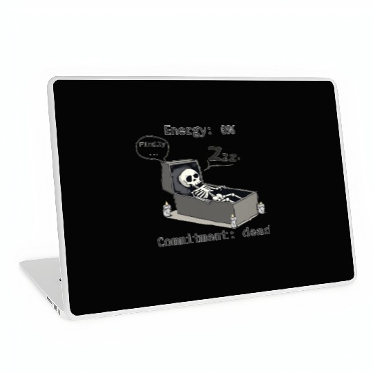 Sleepy Energy 0% – Funny Skeleton Coffin Meme Laptop Skins