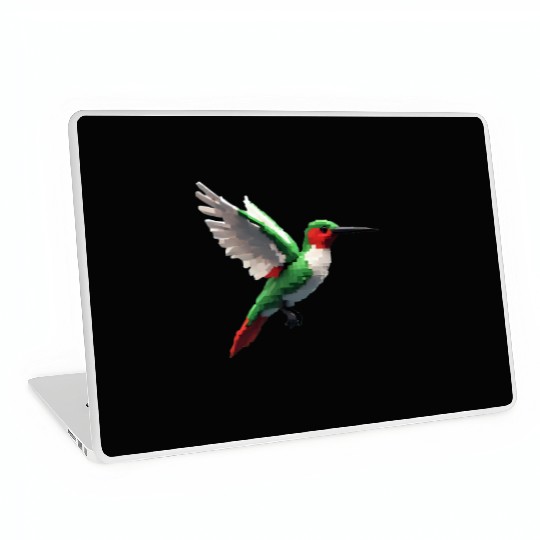 Pixelated Red & Green hummingbird Laptop Skins