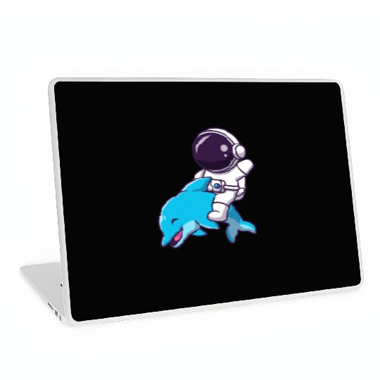 Space Explorer with Dolphin Companion Laptop Skins