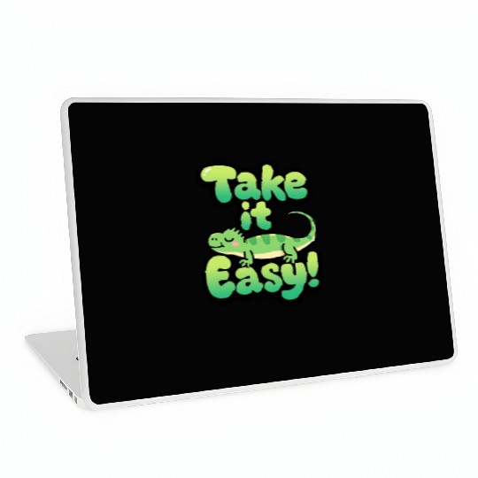 Relaxed Green Lizard – Take it Easy Cartoon Design Laptop Skins