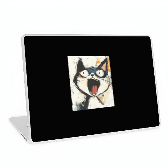 Funny Screaming Cat – Meme Expression Laptop Skins