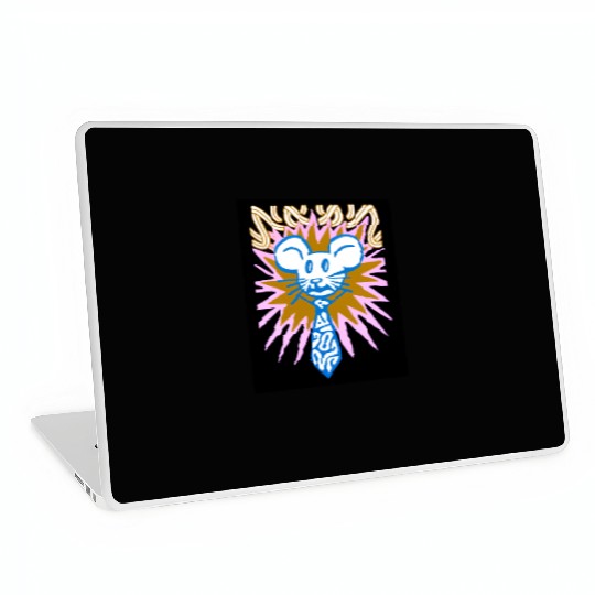 Neon Mouse Head with Radiant Burst Laptop Skins