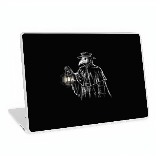 Dark Medieval Plague Doctor Illustration Laptop Skins