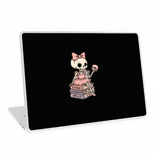 Cherry Blossom Skeleton with Potion Books Laptop Skins