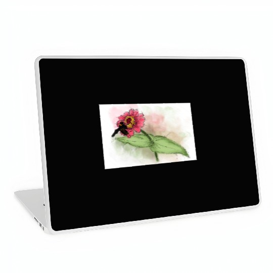 Wildflower and Bumblebee Illustration Laptop Skins