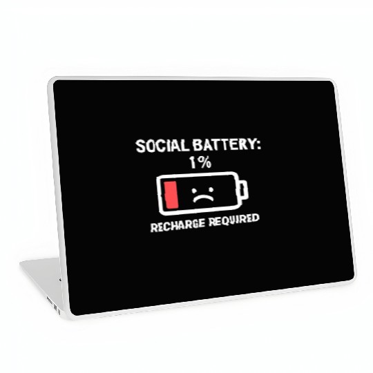Minimal Sad Battery Illustration Laptop Skins