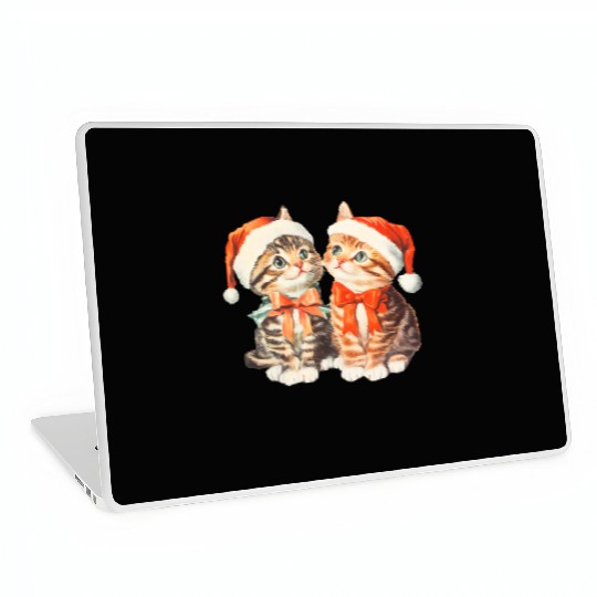 Festive Kittens in Santa Hats Laptop Skins