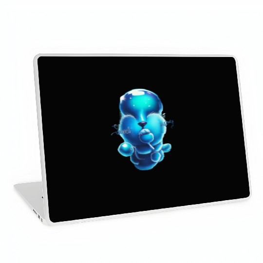 Whimsical Blue Bear with Lollipop Laptop Skins