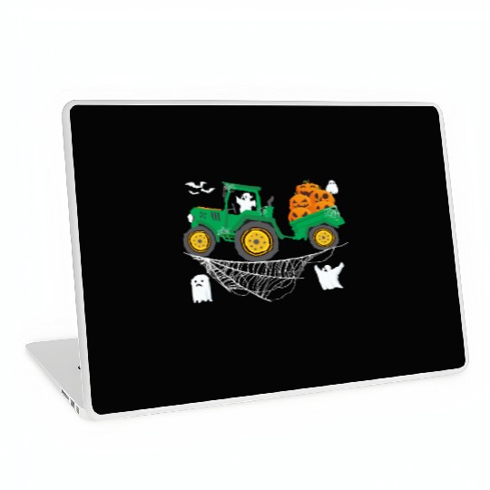 Halloween Tractor Farming Pumpkin Farm Spooky Boy Laptop Skins