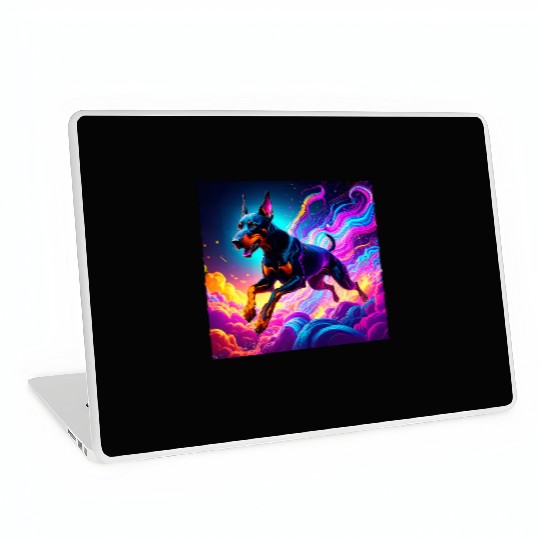 Neon Doberman Illustration Laptop Skins