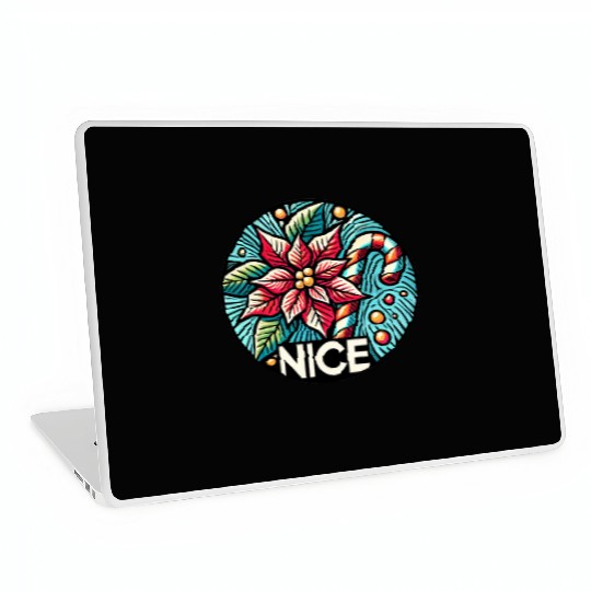 Festive Poinsettia Holiday Patch Laptop Skins