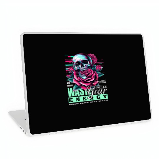 Vivid Skull with Roses Neon Artwork Laptop Skins