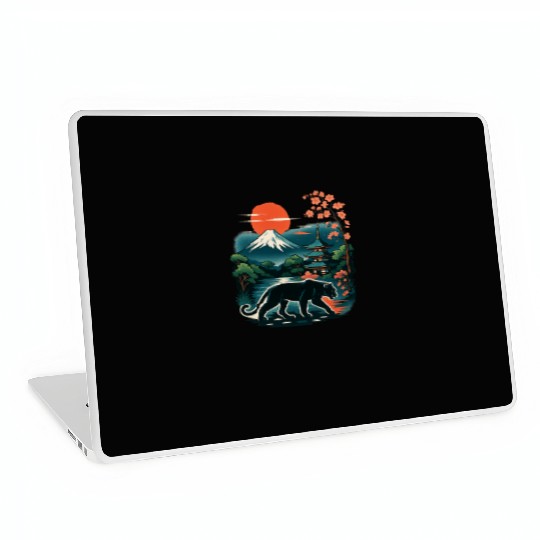 Serene Japanese Landscape with Mount Fuji Laptop Skins