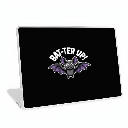 Bat ter Up Cute Bat with Playful Expression Laptop Skins