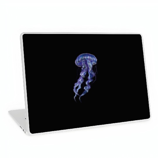 Bioluminescent Purple Jellyfish Illustration Laptop Skins