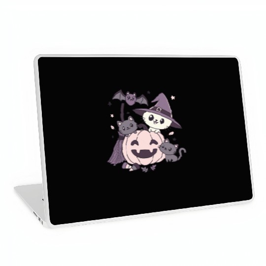 Halloween Kawaii Cat Pumpkin Ghosts Laptop Skins
