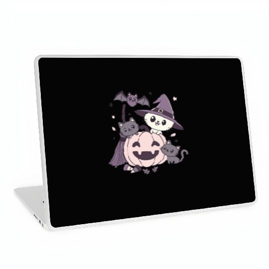 Halloween Kawaii Cat Pumpkin Ghosts Laptop Skins