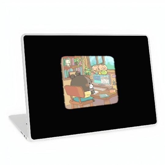 Cozy teddy bear studying Laptop Skins