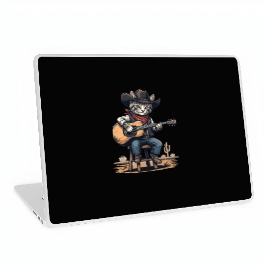 Cowboy Cat with Guitar – Western Kitty Art Laptop Skins