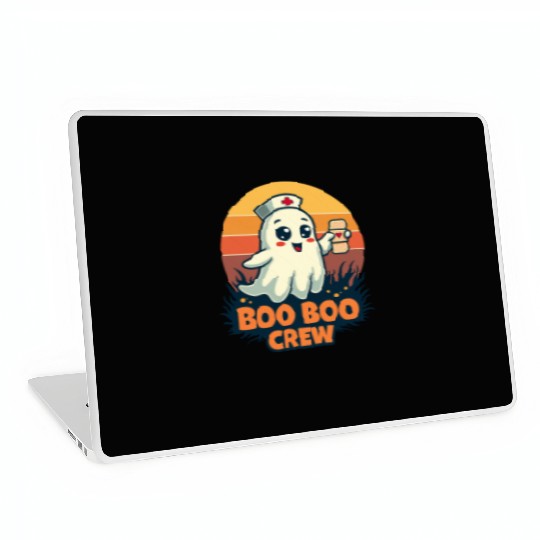 Halloween Boo Boo Crew Cute Ghost Nurse Doctor Laptop Skins