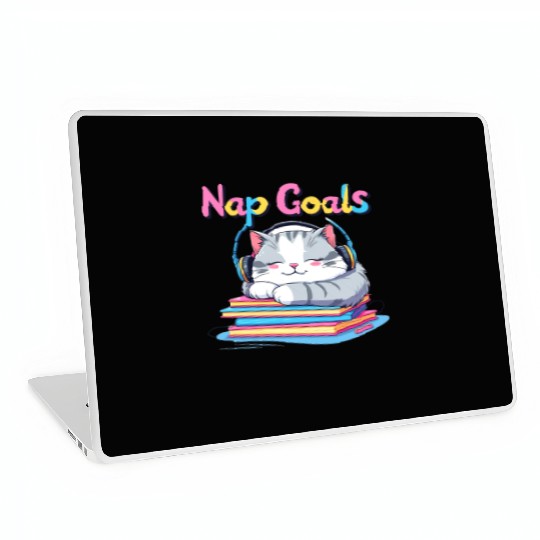 Cute Cat Nap Goals Design Laptop Skins