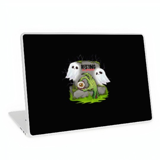 Spooky Graveyard with Ghosts and Eye Laptop Skins