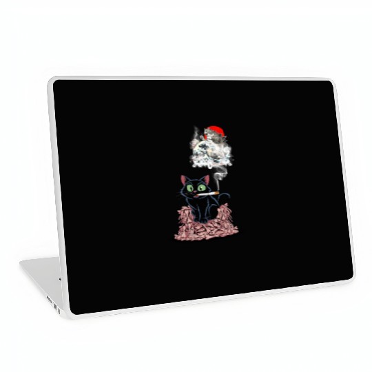 Black Cat Smoking Cigarette Catzilla Laptop Skins