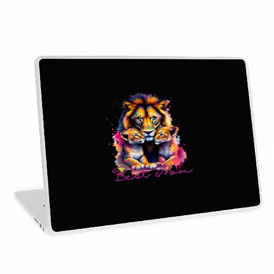 Colorful Lion Cubs and Mother Design Laptop Skins