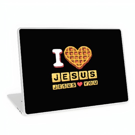 I Love Jesus Christian Breakfast Waffle Heart Laptop Skins