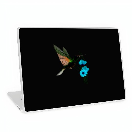Green Hummingbird-Blue Flowers Laptop Skins