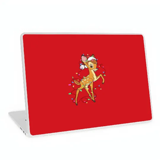 Disney Bambi Christmas Lights Laptop Skins, Santa Bambi Shir