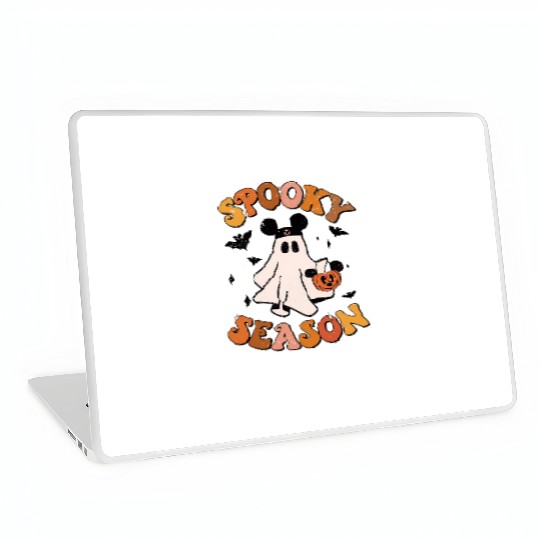 Mickey Ghost Spooky Season with Pumpkin Laptop Skins, Disney Spooky Season Laptop Skins