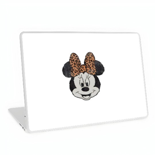 Disney Minnie Distressed Vintage Leopard Bow Portrait Laptop Skins, Minnie Mouse Laptop Skins