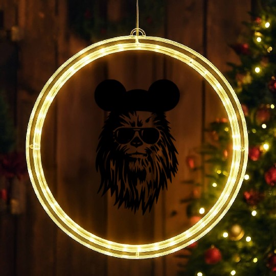 Chewbacca with Sunglasses - Mickey Ears - Disney Star Wars Adult Unisex LED Christmas Window Lights