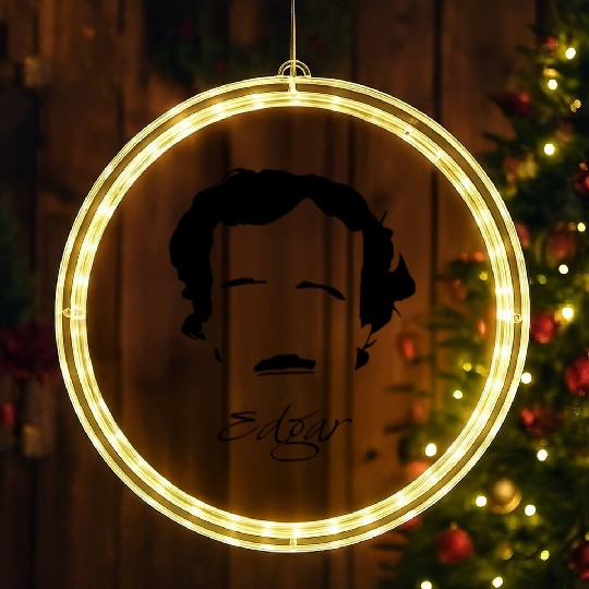 Edgar Allan Poe Silhouette & Hirsute LED Christmas Window Lights