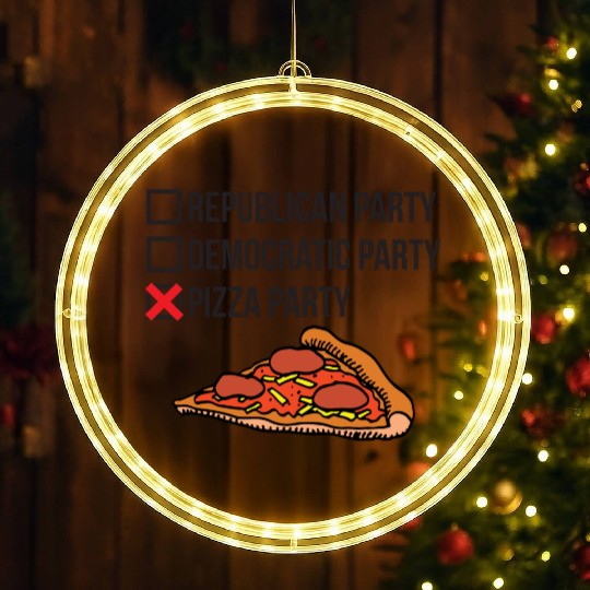 Republican Party vs Democratic Party vs Pizza Part LED Christmas Window Lights