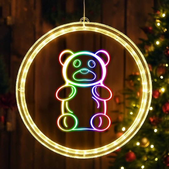 Neon Rainbow Gummy Bear LED Christmas Window Lights