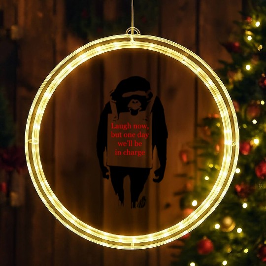 Laugh Now Monkey Sandwich LED Christmas Window Lights
