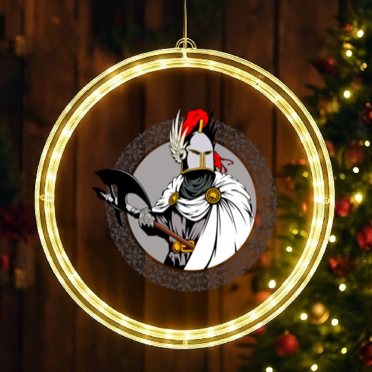 ancient warrior Sparta ax helmet raincoat pattern LED Christmas Window Lights