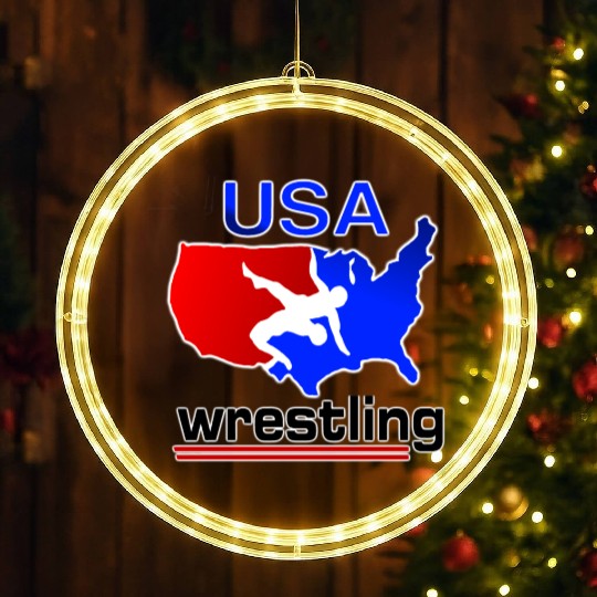 Team USA Wrestling LED Christmas Window Lights