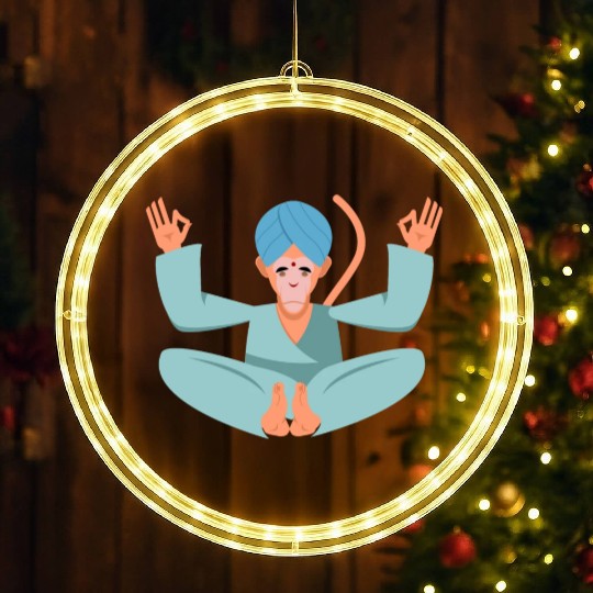 Meditation Monkey LED Christmas Window Lights