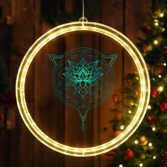Lotus of Life Mandala in Geometric LED Christmas Window Lights