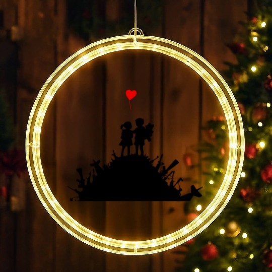 Banksy Graffiti Street Art War and Love Guns Heart LED Christmas Window Lights