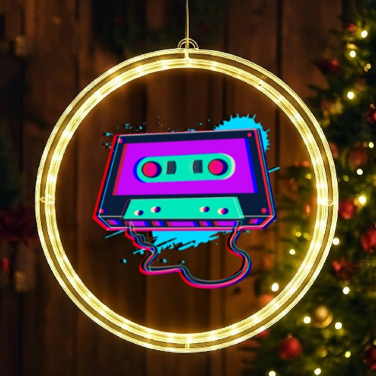 80s Music Cassette Tape : 3D, Neon, 80s songs LED Christmas Window Lights