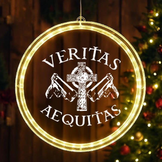 Veritas Aequitas Boondock Saints Irish Vigilante P LED Christmas Window Lights