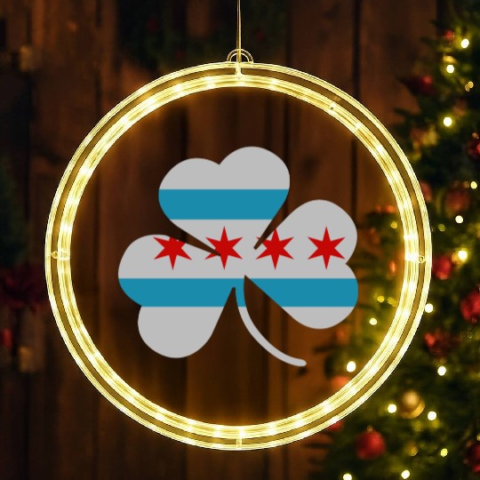 Irish Chicago Flag Shamrock LED Christmas Window Lights