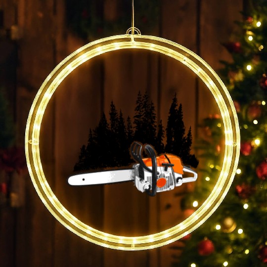Your Forestry Business - Chainsaw & Pine Forest LED Christmas Window Lights