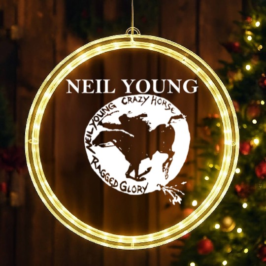 Neil Young Crazy Horse Unisex Retro Rock Horse LED Christmas Window Lights