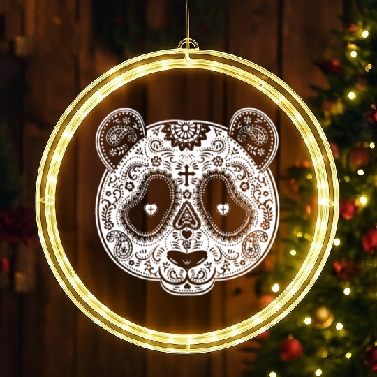 Sugar Skull PANDA Day of the Dead los muertos Mexi LED Christmas Window Lights